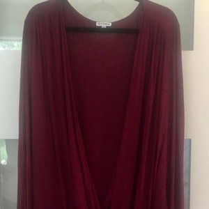 Jersey Knit Long-Sleeved Cross-Over Top